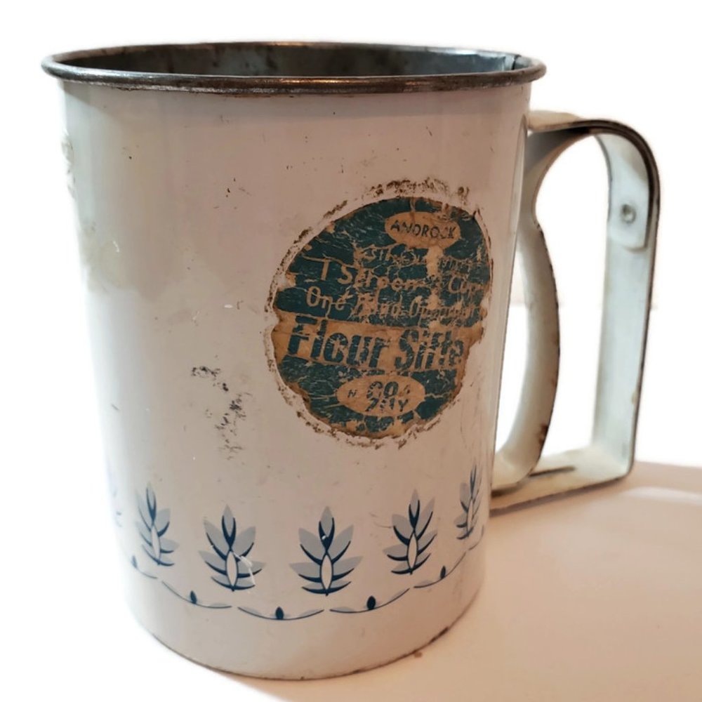 Androck Flour Sifter Turquoise Wheat USA Vtg